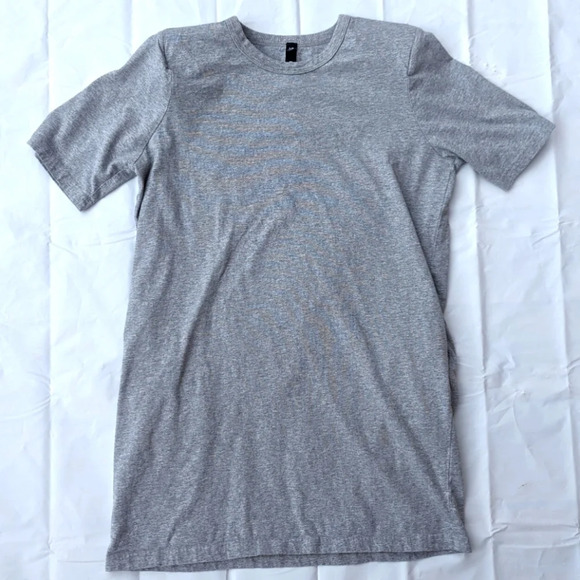 Design Lab Shoulder-Padded Jersey T-Shirt Dress Grey 100%  Cotton Women Large - Picture 3 of 11